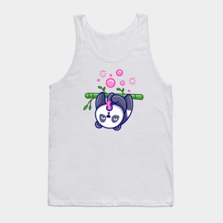 Cute Panda Blowing bubble On Bamboo Tree Cartoon Tank Top